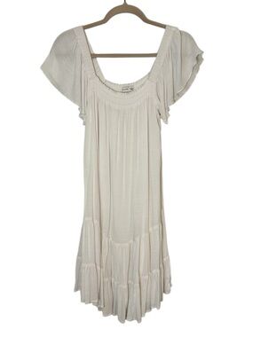 Gentle Fawn Anise Dress- White Flutter Sleeve Dress- Size Small